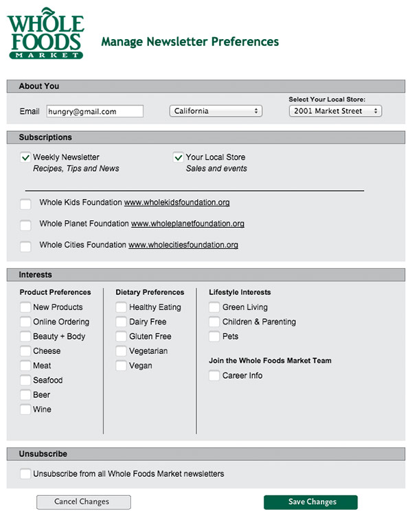 Preference Center Desktop