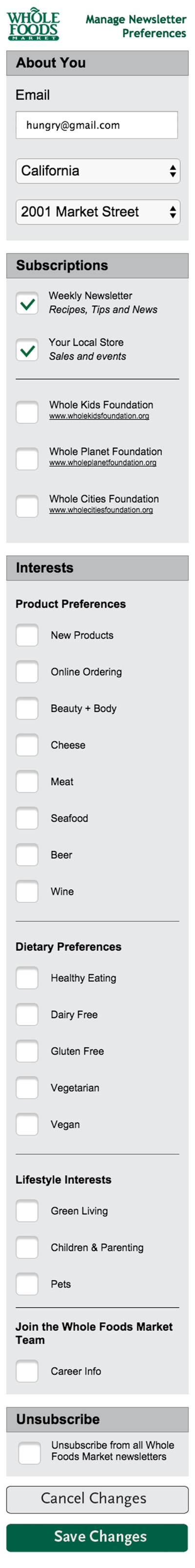 Preference Center Mobile